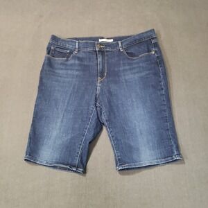 Levi's Bermuda Shorts Womens 33 Dark Blue Denim Mid Rise Stretch